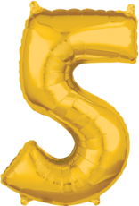 Folieballon goud cijfer 5 66 cm