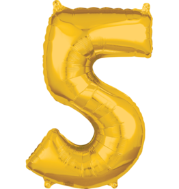 Folieballon goud cijfer 5 66 cm