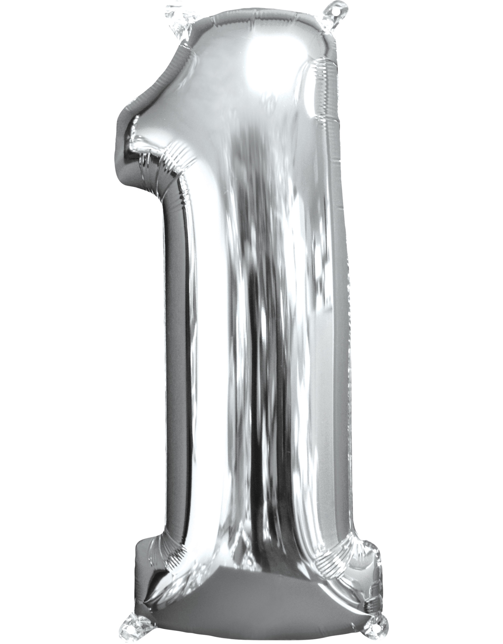 Folieballon zilver cijfer 1 66 cm