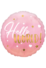 Folieballon hello world roze goud 43 cm