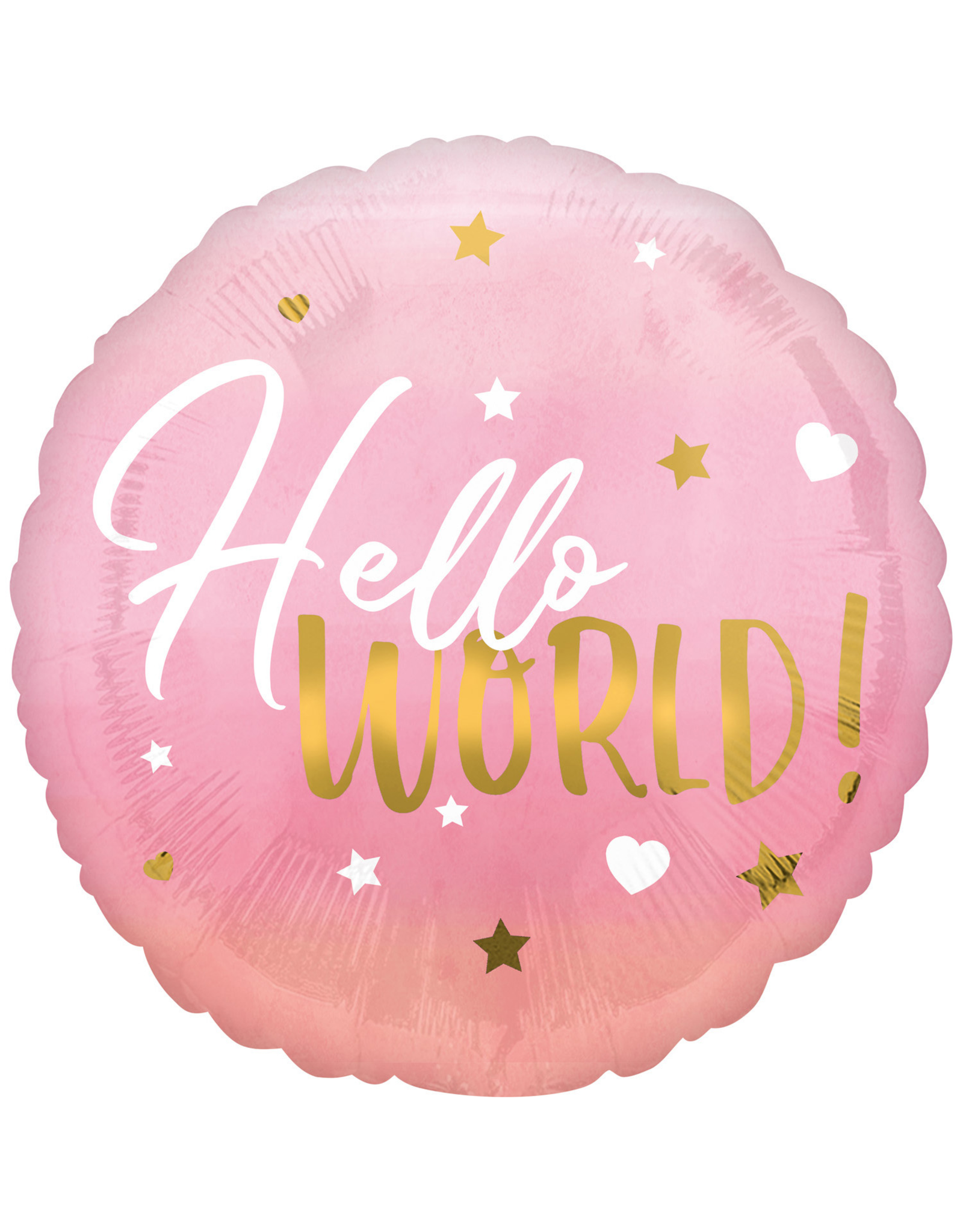Folieballon hello world roze goud 43 cm