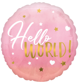 Folieballon hello world roze goud 43 cm