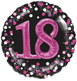 3D folieballon sparkling 18 jaar 81 cm zwart/roze