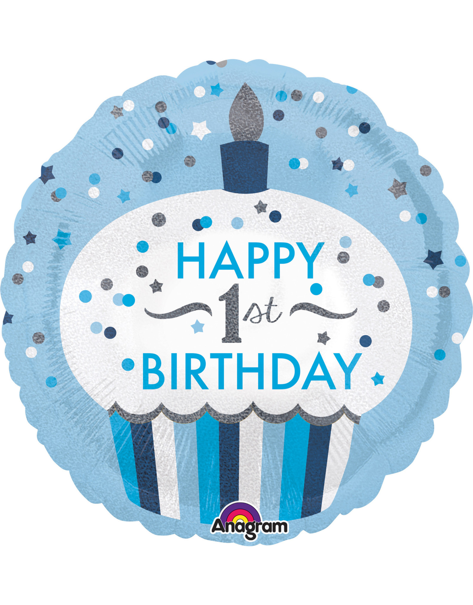 Amscan folieballon 1st birthday cupcake blue 45 cm