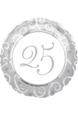Folieballon 25th anniversary 43 cm