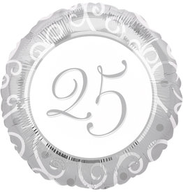 Folieballon 25th anniversary 43 cm