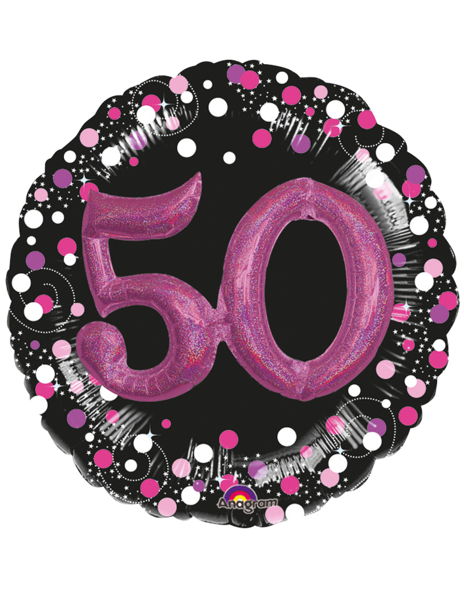 3D folieballon sparkling 50 jaar 81 cm zwart/roze