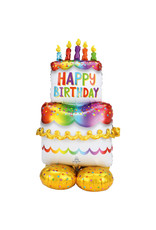 Folieballon airloonz happy birthday taart 134 cm