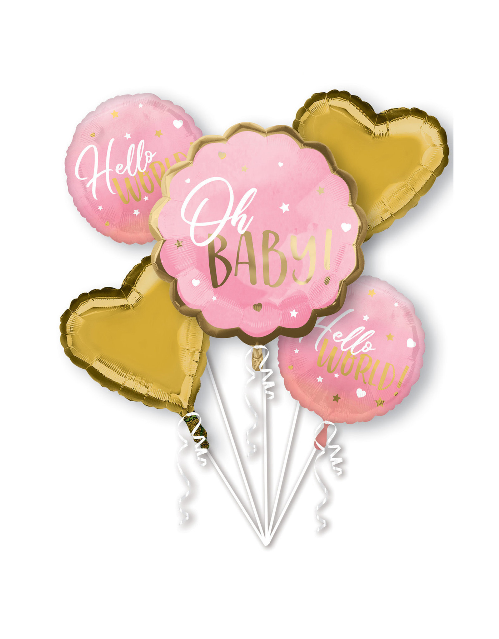 Folieballonpakket OH BABY! Roze goud 5-delig