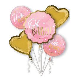 Folieballonpakket OH BABY! Roze goud 5-delig