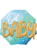 Folieballon OH BABY blauw 3D 71 x 71 cm Folieballon OH BABY blauw 3D 71 x 71 cm