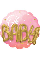 Folieballon OH BABY roze 3D 71 x 71 cm Folieballon OH BABY roze 3D 71 x 71 cm