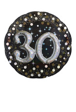 3D folieballon sparkling 30 jaar 81 cm zwart/zilver