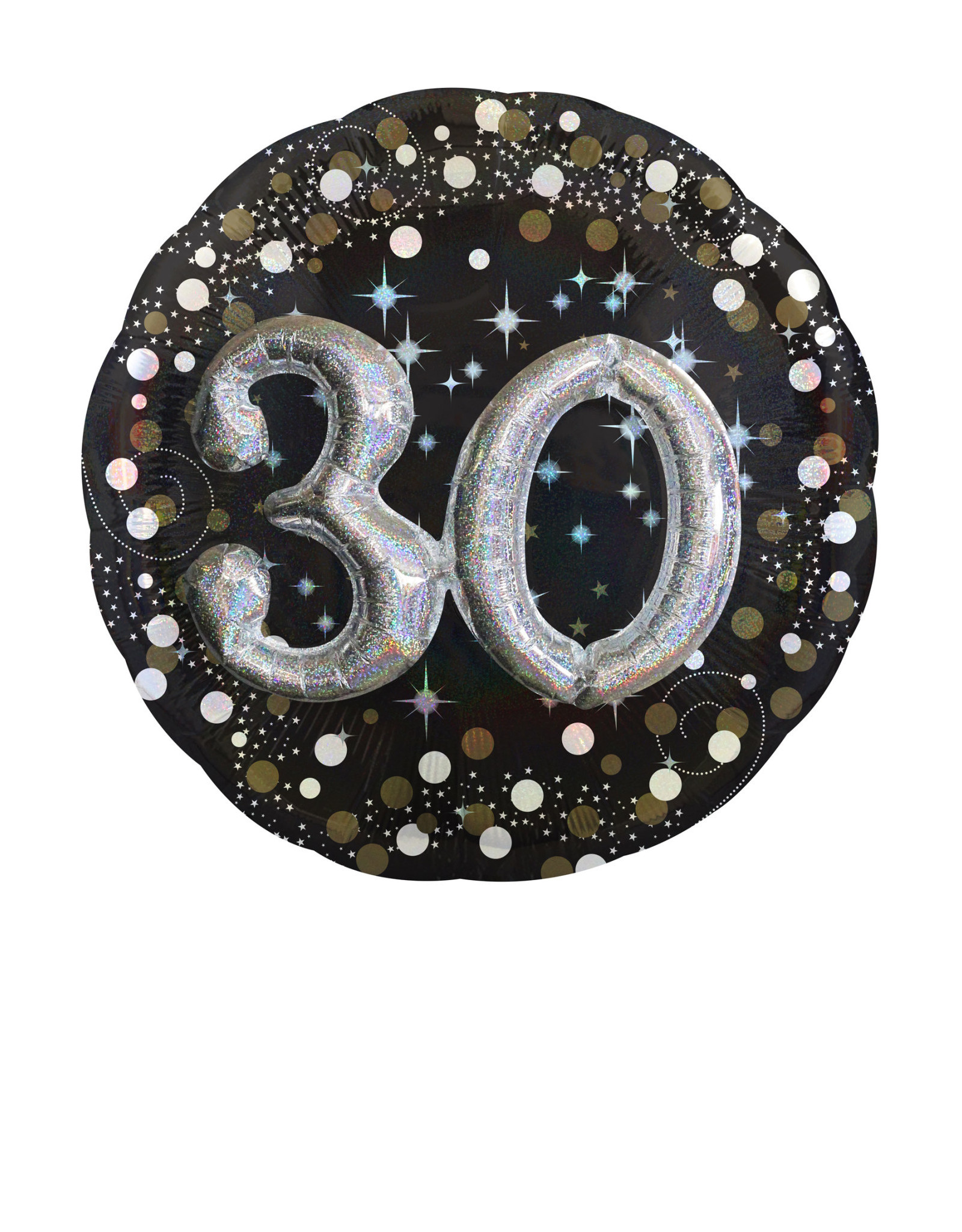 3D folieballon sparkling 30 jaar 81 cm zwart/zilver