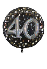 3D folieballon sparkling 40 jaar 81 cm zwart/zilver