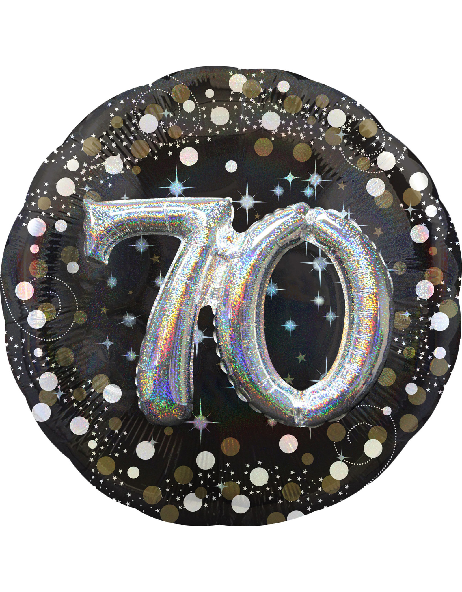 3D folieballon sparkling 70 jaar 81 cm zwart/zilver