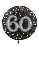 3D folieballon sparkling 60 jaar 81 cm zwart/zilver