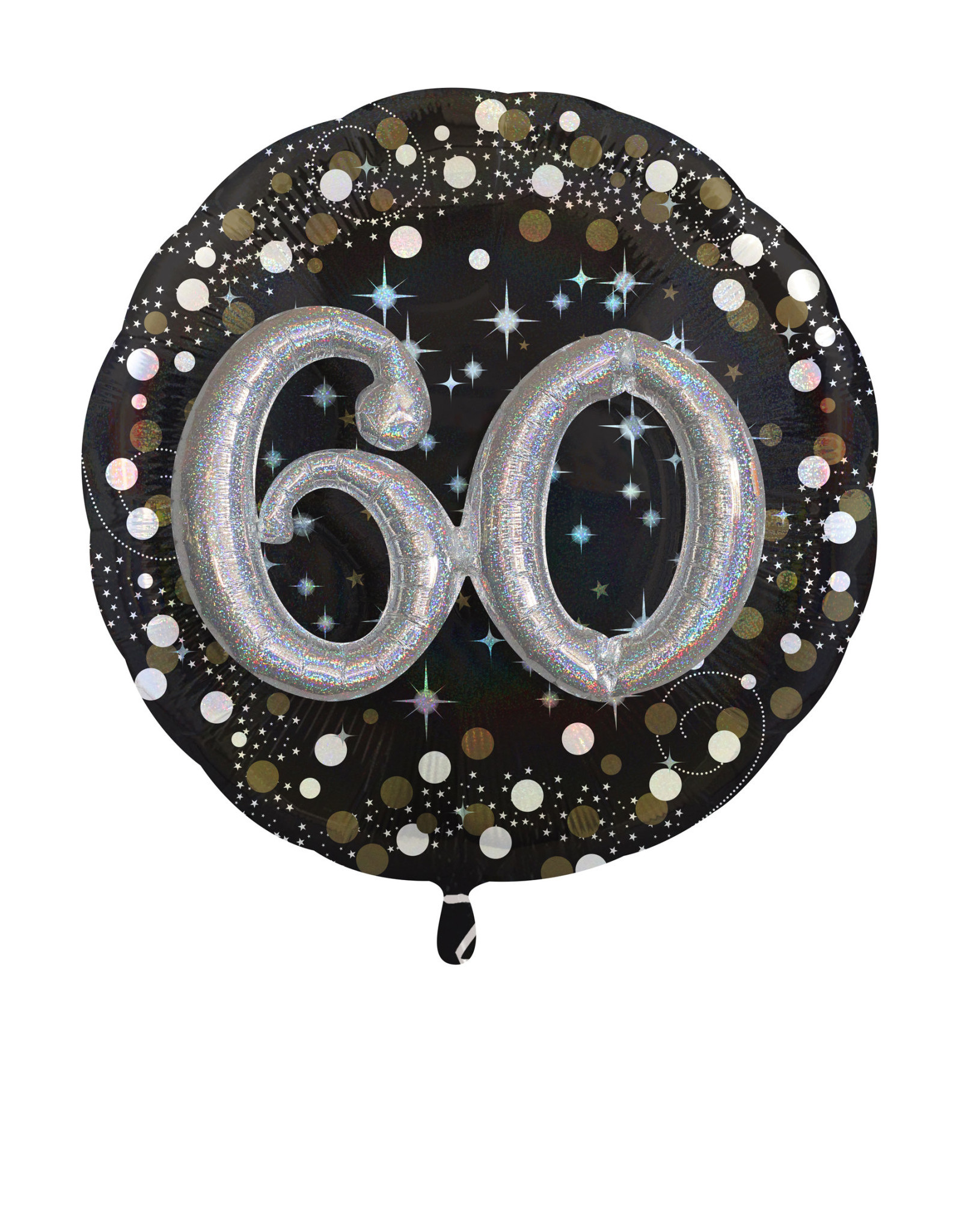 3D folieballon sparkling 60 jaar 81 cm zwart/zilver