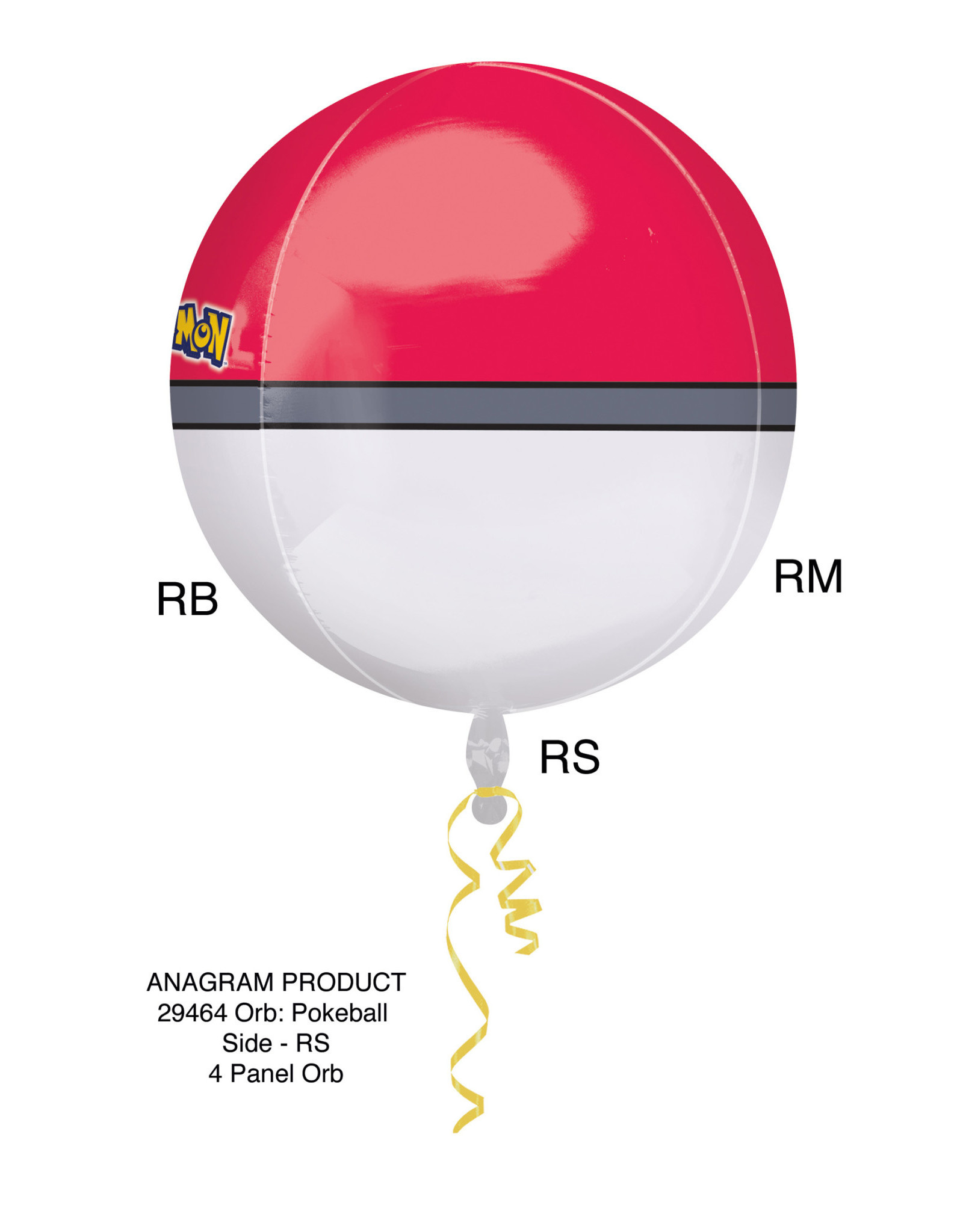 Folieballon orbz pokemonball 38 x 40 cm