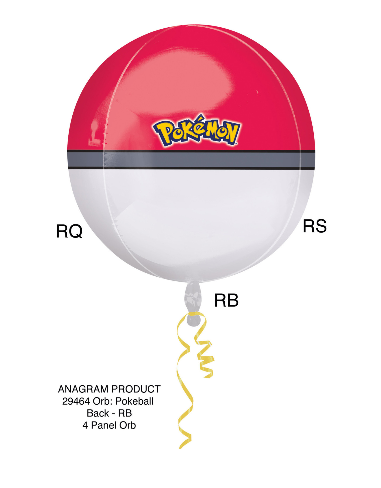 Folieballon orbz pokemonball 38 x 40 cm