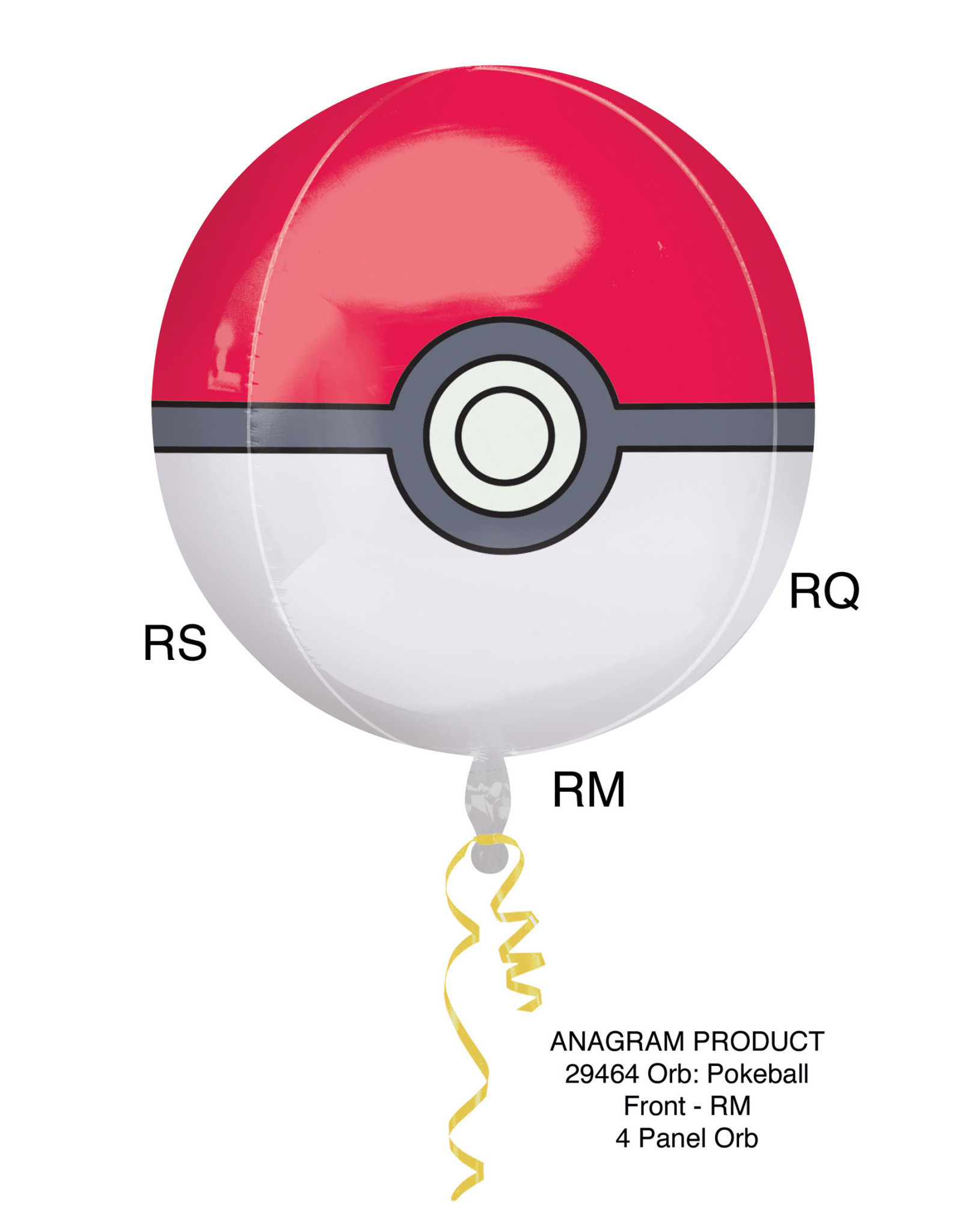 Folieballon orbz pokemonball 38 x 40 cm