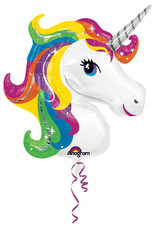 Folieballon supershape Unicorn regenboog 83 x 73 cm