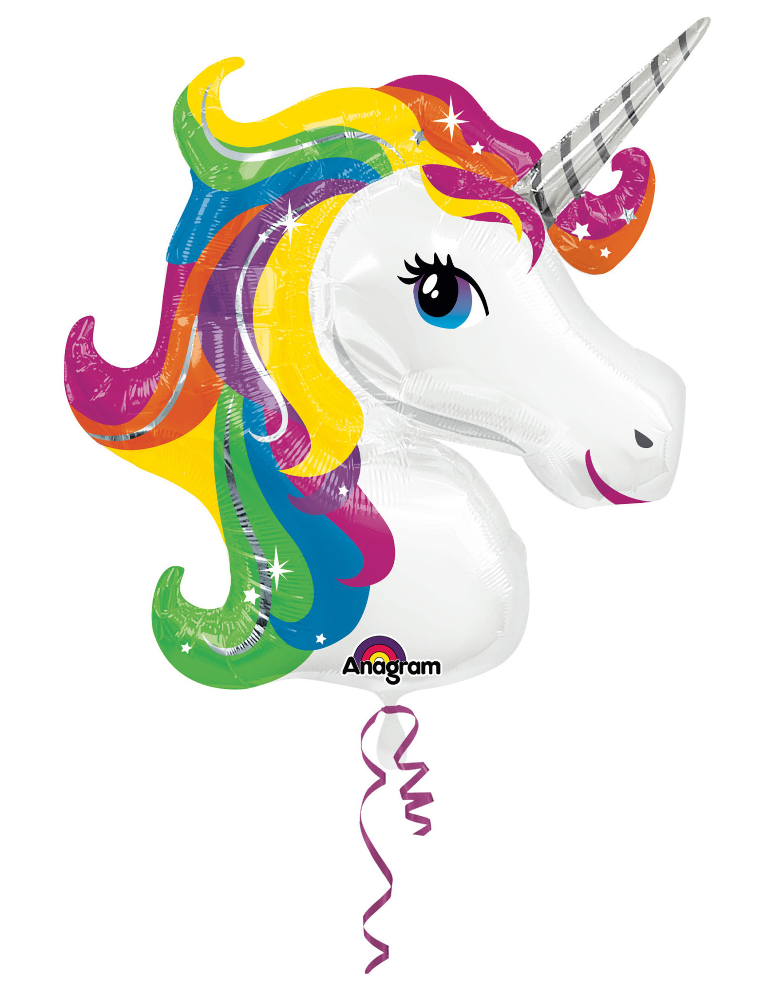 Folieballon supershape Unicorn regenboog 83 x 73 cm