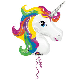 Folieballon supershape Unicorn regenboog 83 x 73 cm