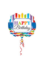 Amscan folieballon supershape happy birthday stripes & chevron