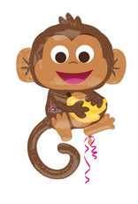 Folieballon supershape blije aap 63 x 91 cm