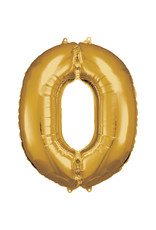 Folieballon goud cijfer 0 86 cm