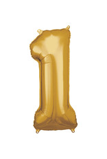 Folieballon goud cijfer 1 86 cm Folieballon goud cijfer 1 86 cm