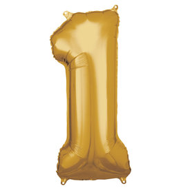 Folieballon goud cijfer 1 86 cm