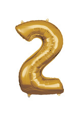 Folieballon goud cijfer 2 86 cm