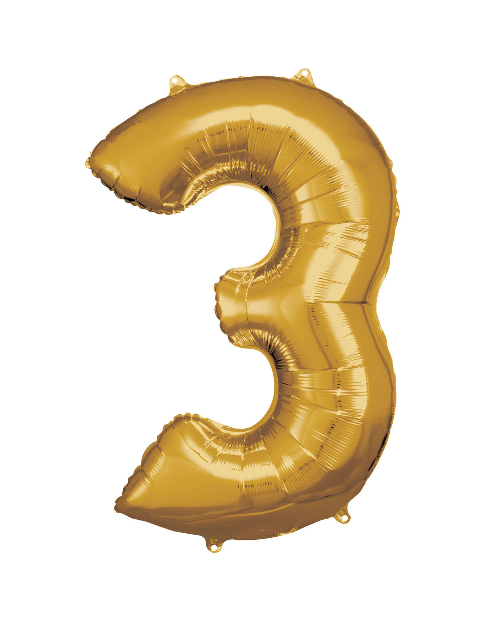 Folieballon goud cijfer 3 86 cm