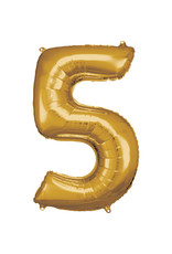 Folieballon goud cijfer 5 86 cm