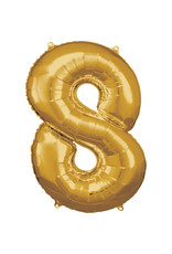Folieballon goud cijfer 8 86 cm