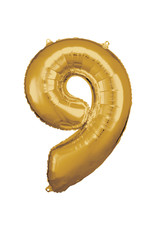 Folieballon goud cijfer 9 86 cm