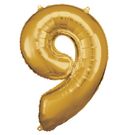 Folieballon goud cijfer 9 86 cm
