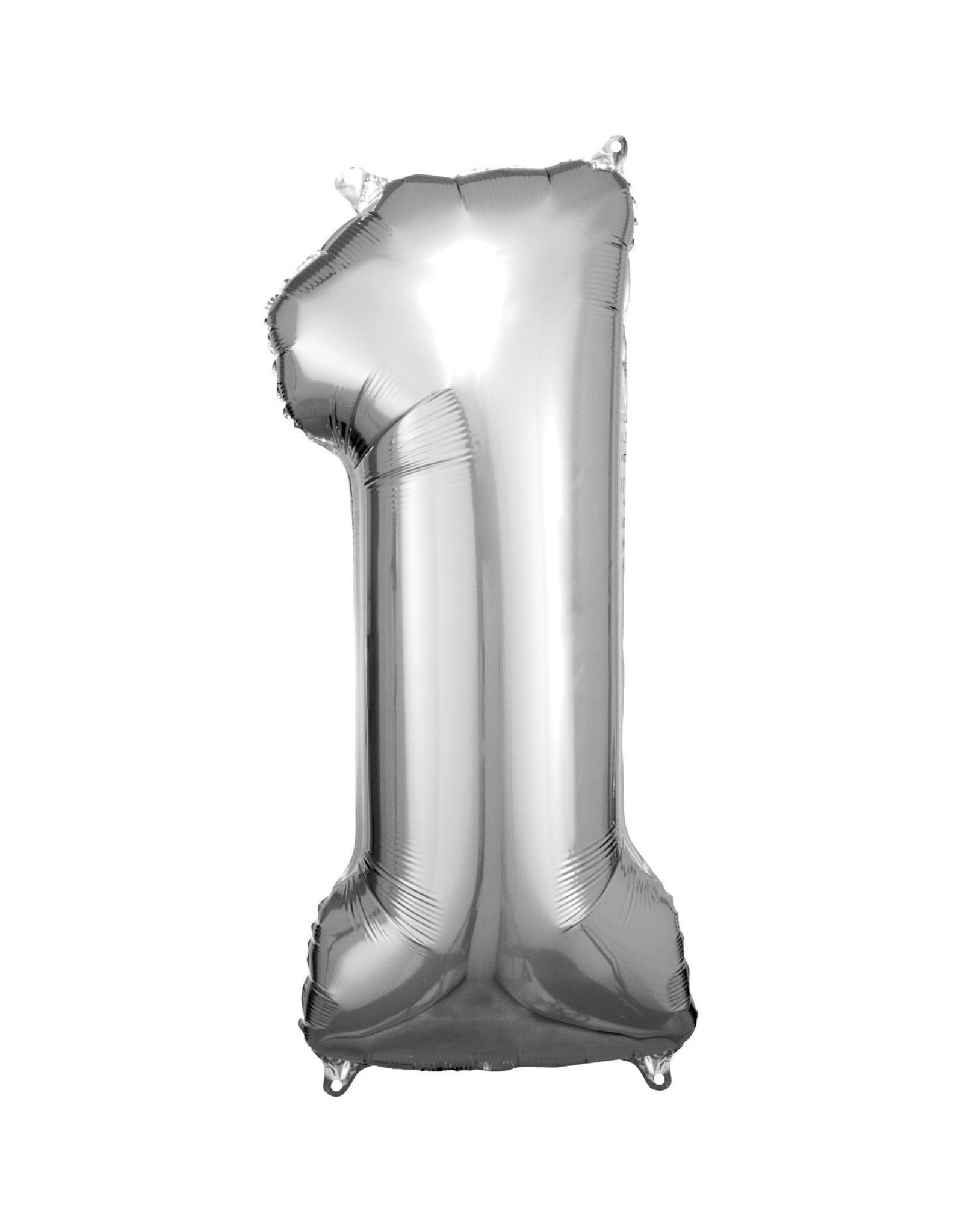 Folieballon zilver cijfer 1 86 cm