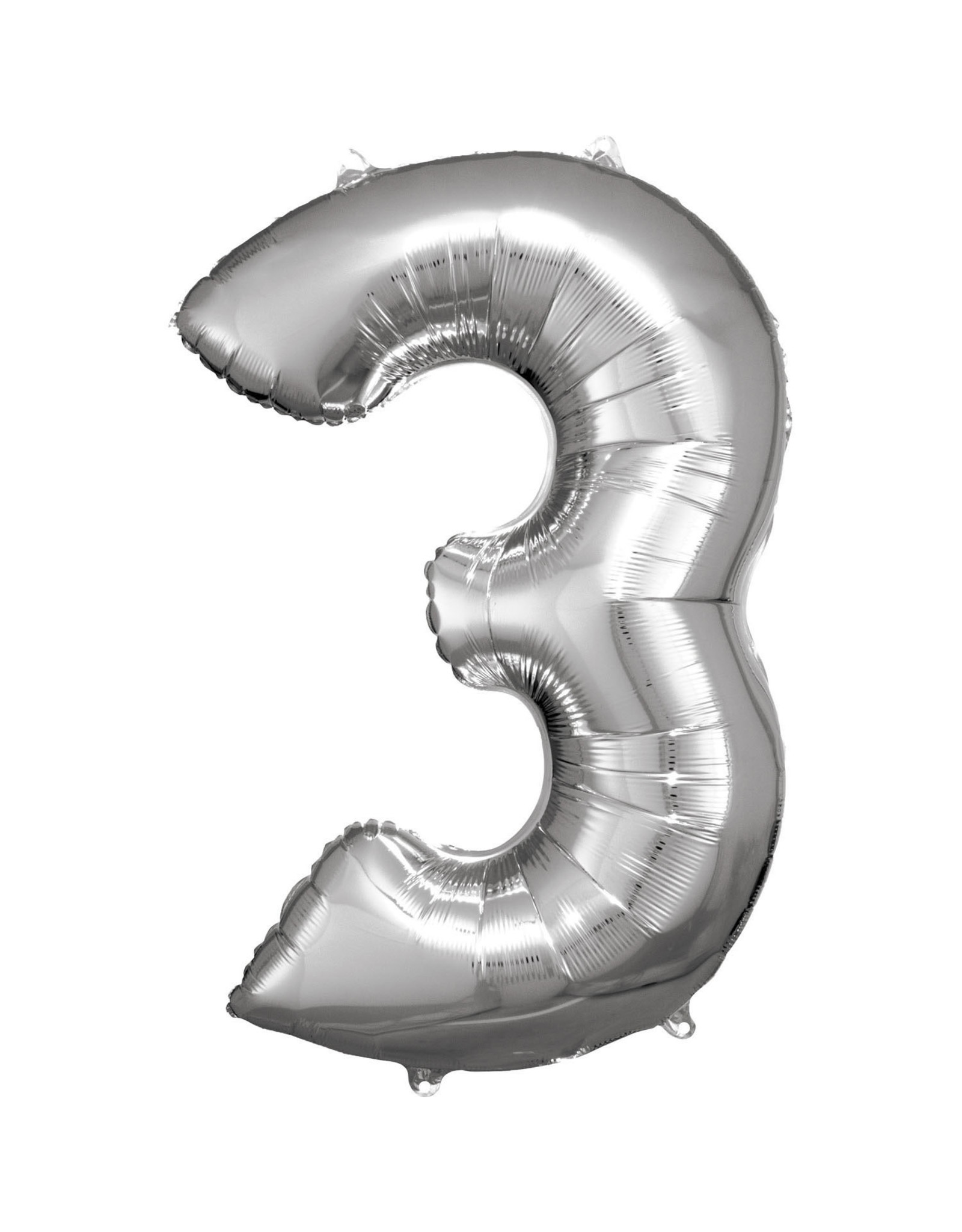 Folieballon zilver cijfer 3 86 cm