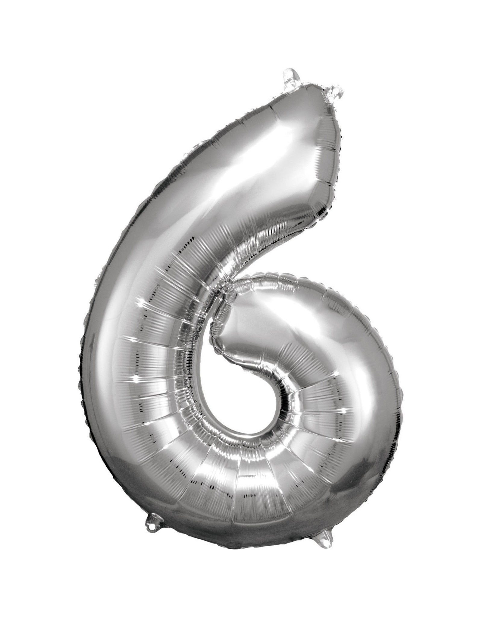 Folieballon zilver cijfer 6 86 cm
