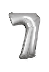 Folieballon zilver cijfer 7 86 cm