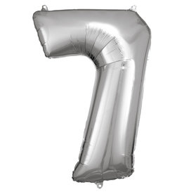 Folieballon zilver cijfer 7 86 cm