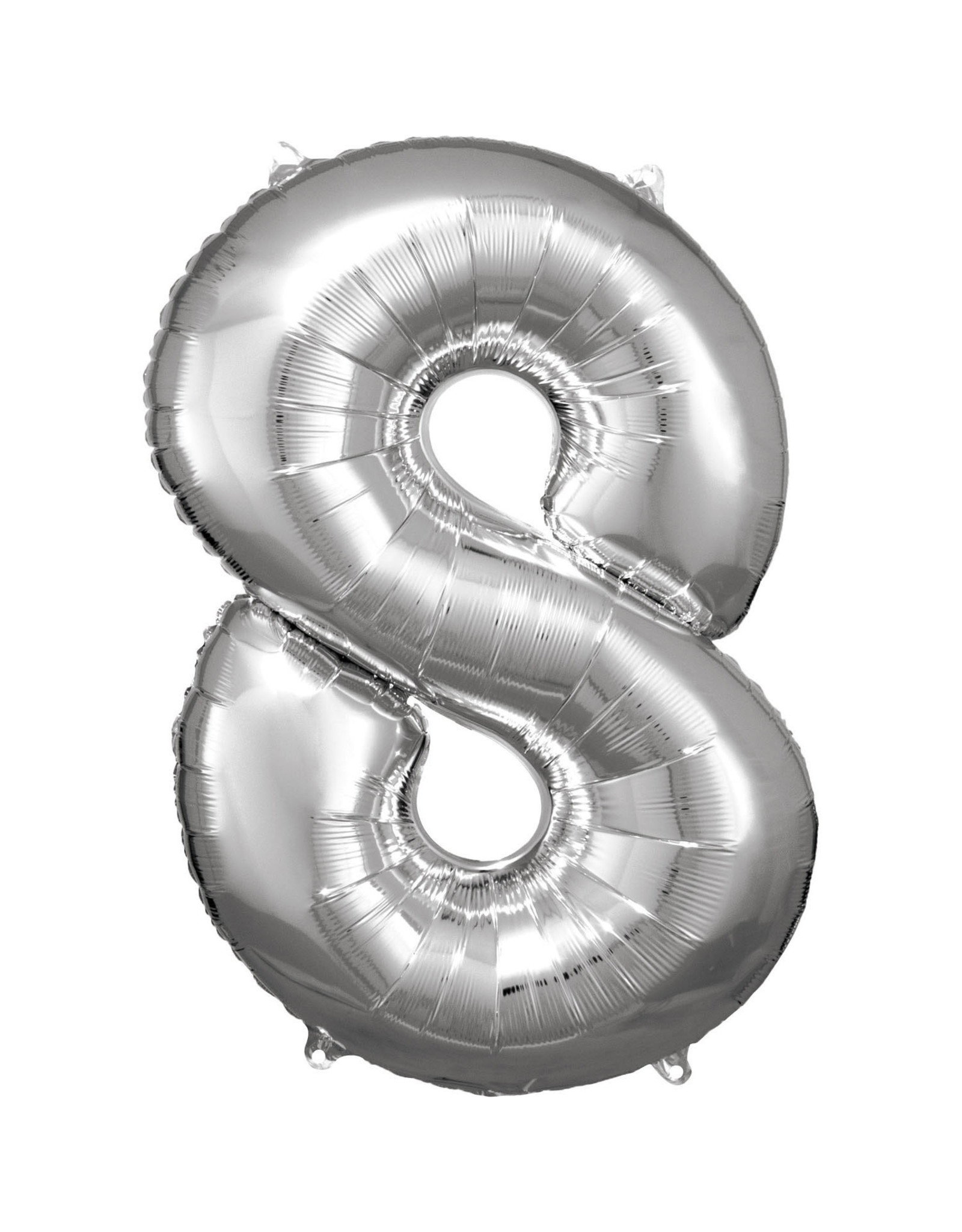 Folieballon zilver cijfer 8 86 cm