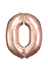 Amscan folieballon rose goud cijfer 0 86 cm