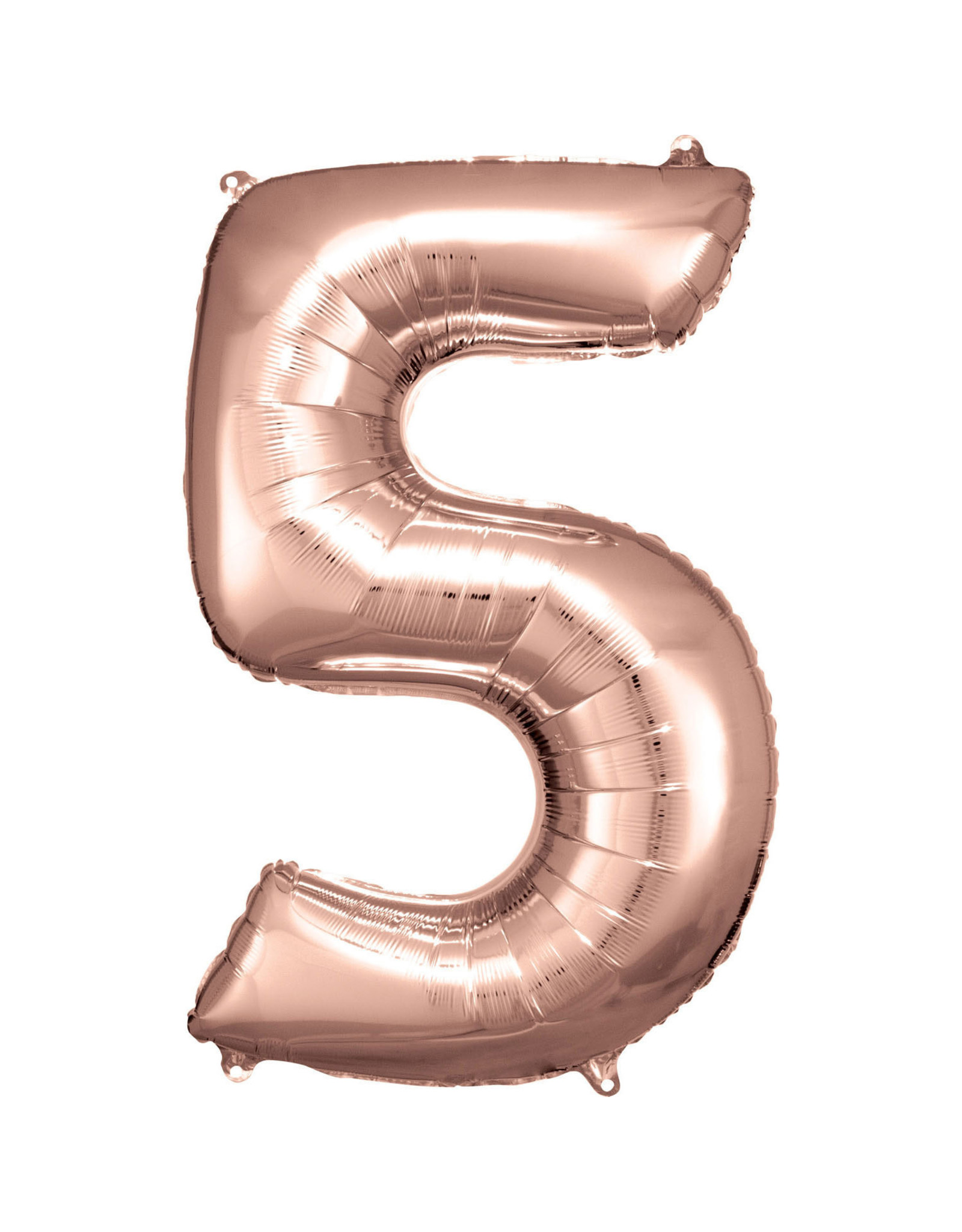Folieballon rose goud cijfer 5 86 cm