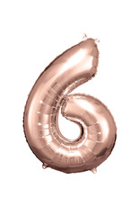 Folieballon rose goud cijfer 6 86 cm