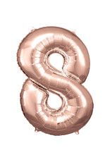 Folieballon rose goud cijfer 8 86 cm