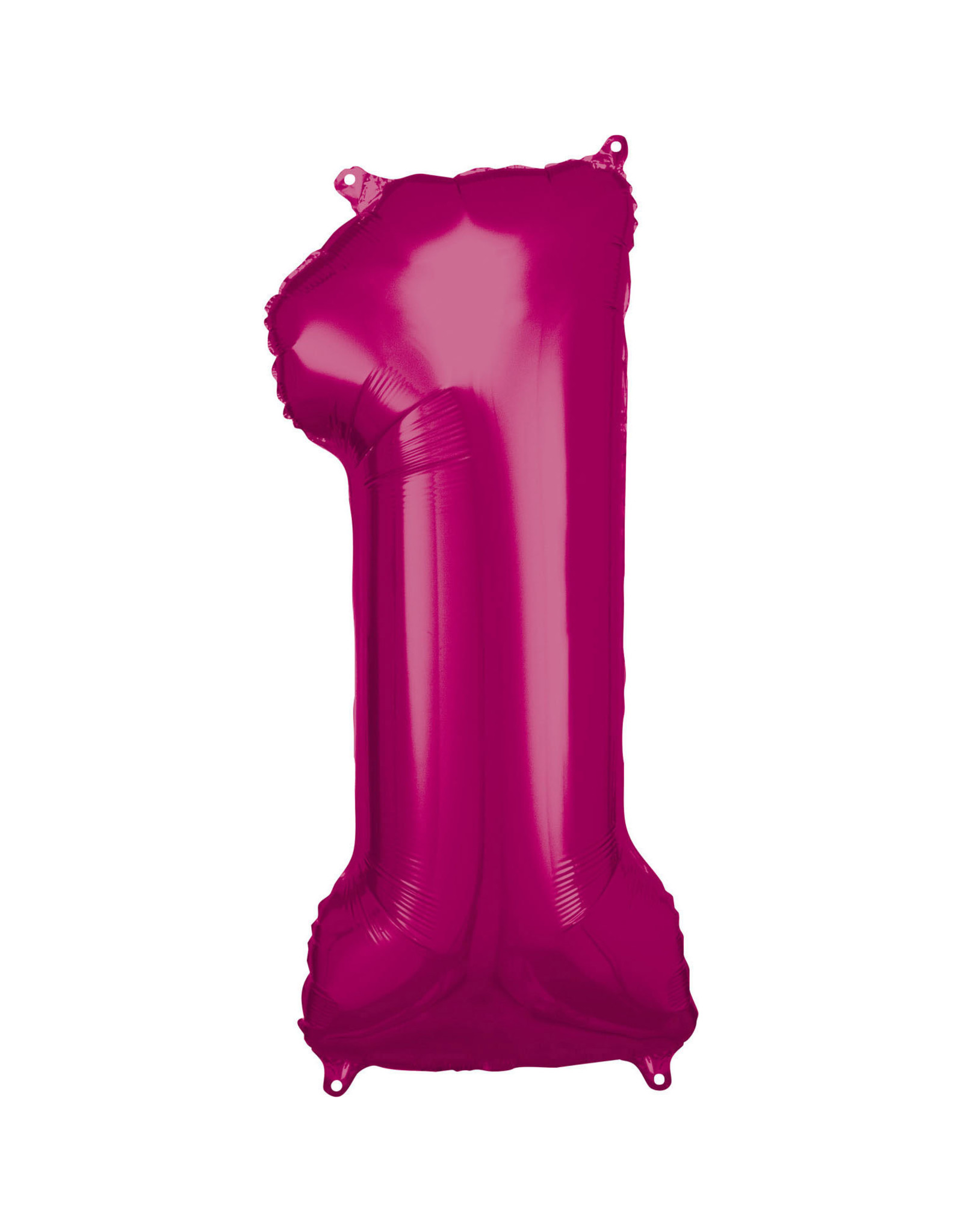 Folieballon fuchsia cijfer 1 86 cm